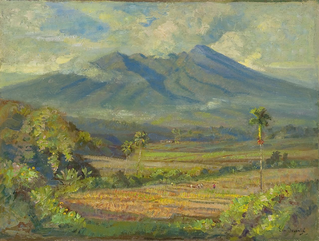 Dezentjé E.  | Ernest Dezentjé, Sawahs, Indonesia, oil on board 37.5 x 49.5 cm, signed l.r.