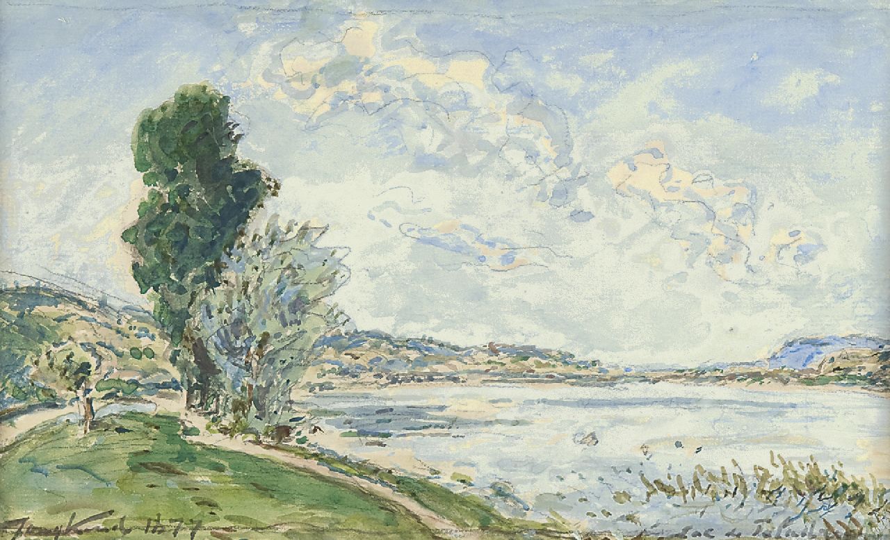 Jongkind J.B.  | Johan Barthold Jongkind, A view of the Lake Paladru, pencil and watercolour on paper 15.1 x 25.0 cm, signed l.l. and dated 1877