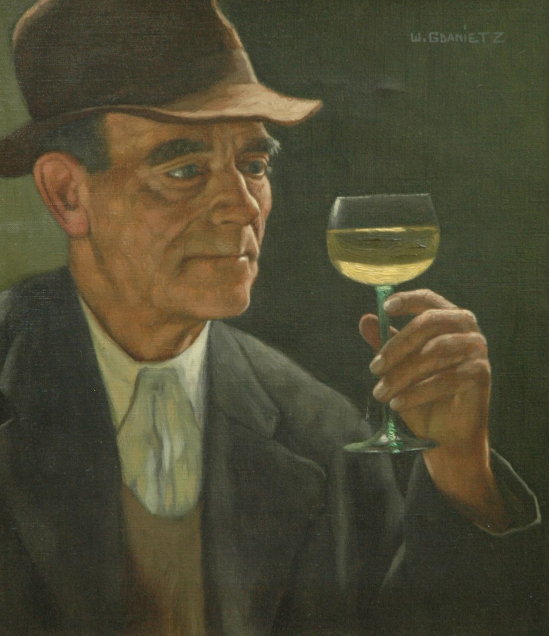 Gdanietz W.  | Wilhelm Gdanietz, The good judge of wine, oil on canvas 46.6 x 40.7 cm, signed u.r.
