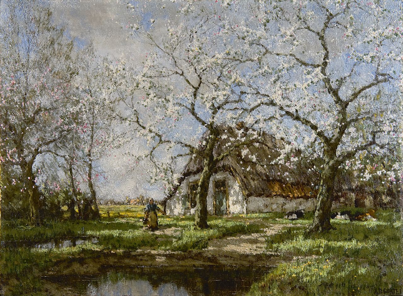 Gorter A.M.  | 'Arnold' Marc Gorter,  A farm in spring, oil on canvas 55.7 x 74.8 cm, signed l.r.