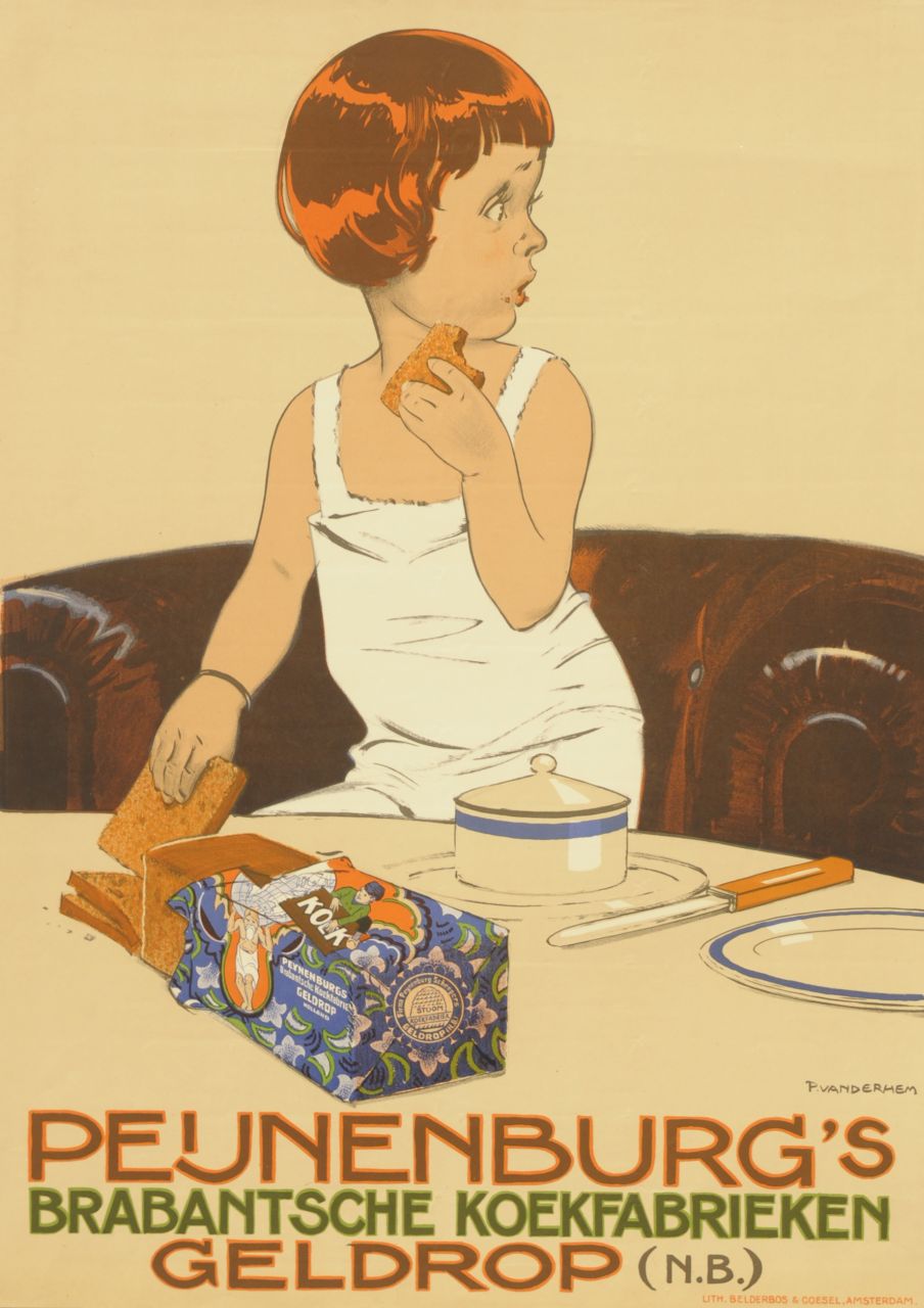 Hem P. van der | Pieter 'Piet' van der Hem, Poster 'Peijnenburg's Brabantsche koekfabrieken', colour lithograph poster 62.2 x 45.0 cm, signed l.r. on the stone