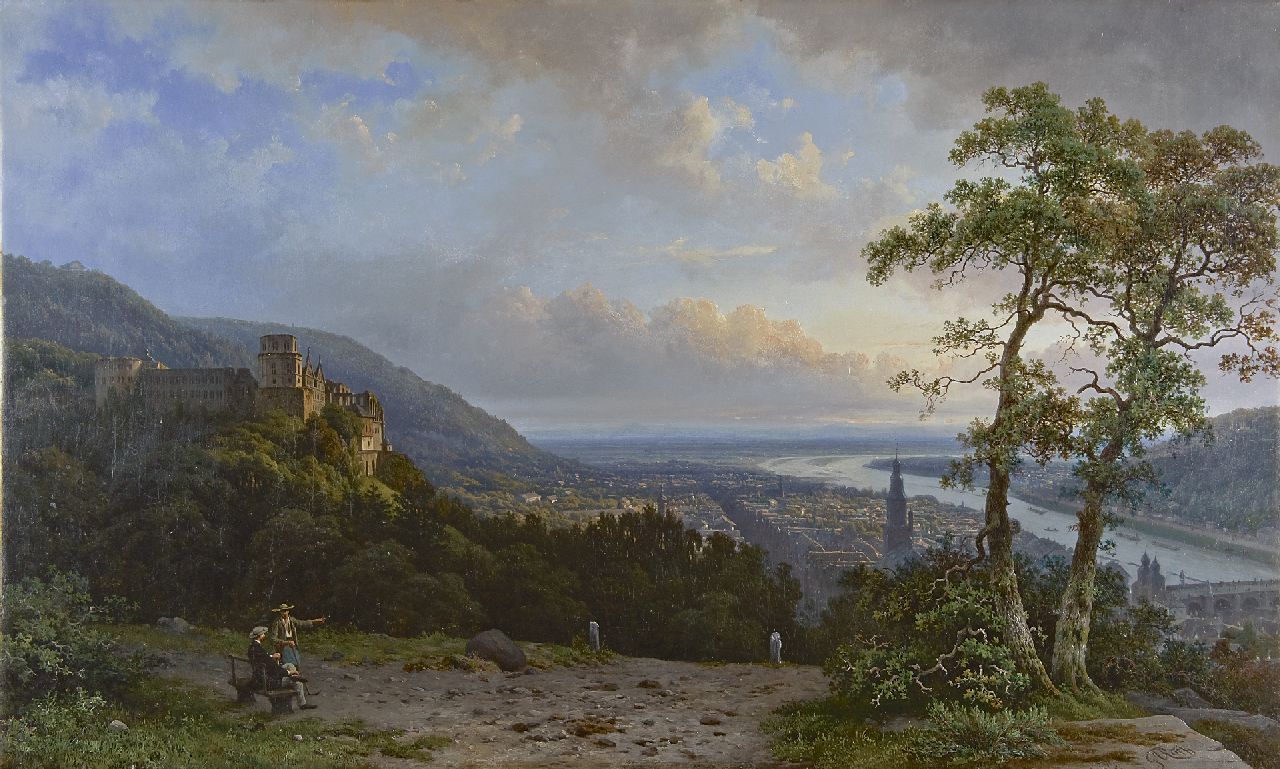 Roth G.A.  | George Andries Roth, View at Heidelberg with the 'Slot Heidelberg', oil on canvas 61.6 x 102.0 cm, signed l.r.