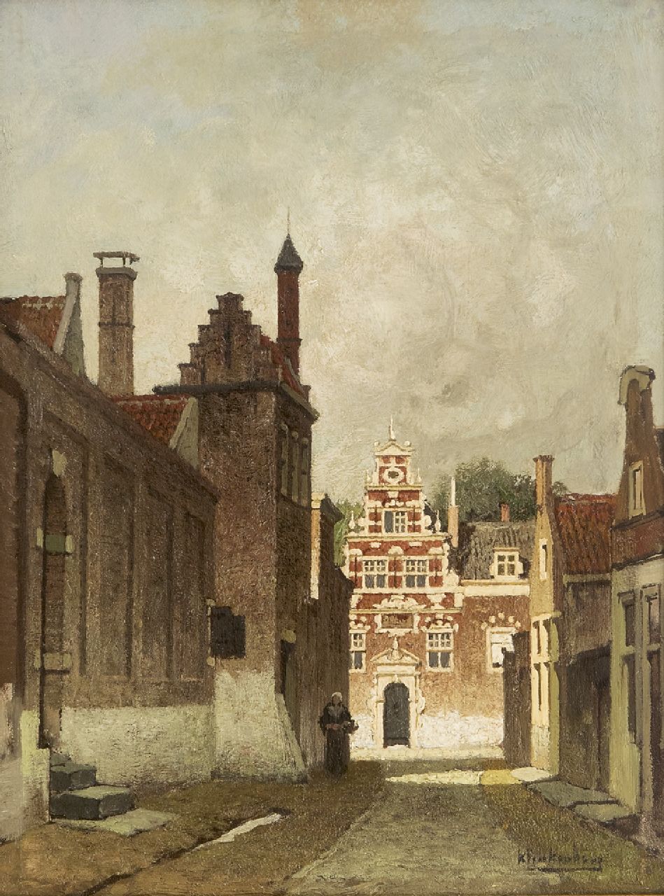 Klinkenberg J.C.K.  | Johannes Christiaan Karel Klinkenberg | Paintings offered for sale | A city view in summer (possibly Delft), oil on panel 33.0 x 24.7 cm, signed l.r.