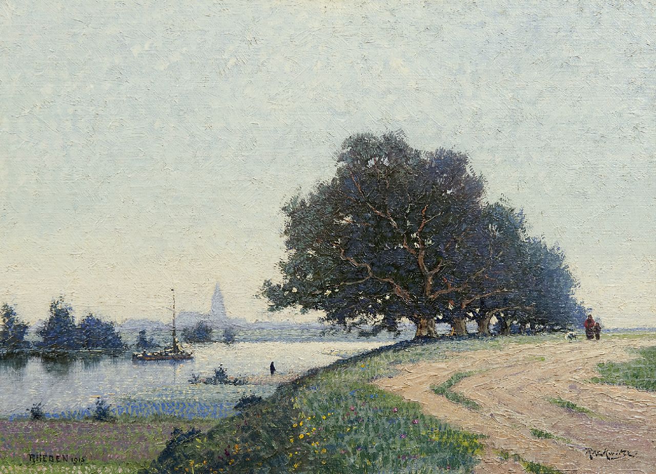 Rackwitsz F.  | Frederik Rackwitsz, A view of the IJssel near Rheden, oil on canvas 27.2 x 37.5 cm, signed l.r. and dated 1915