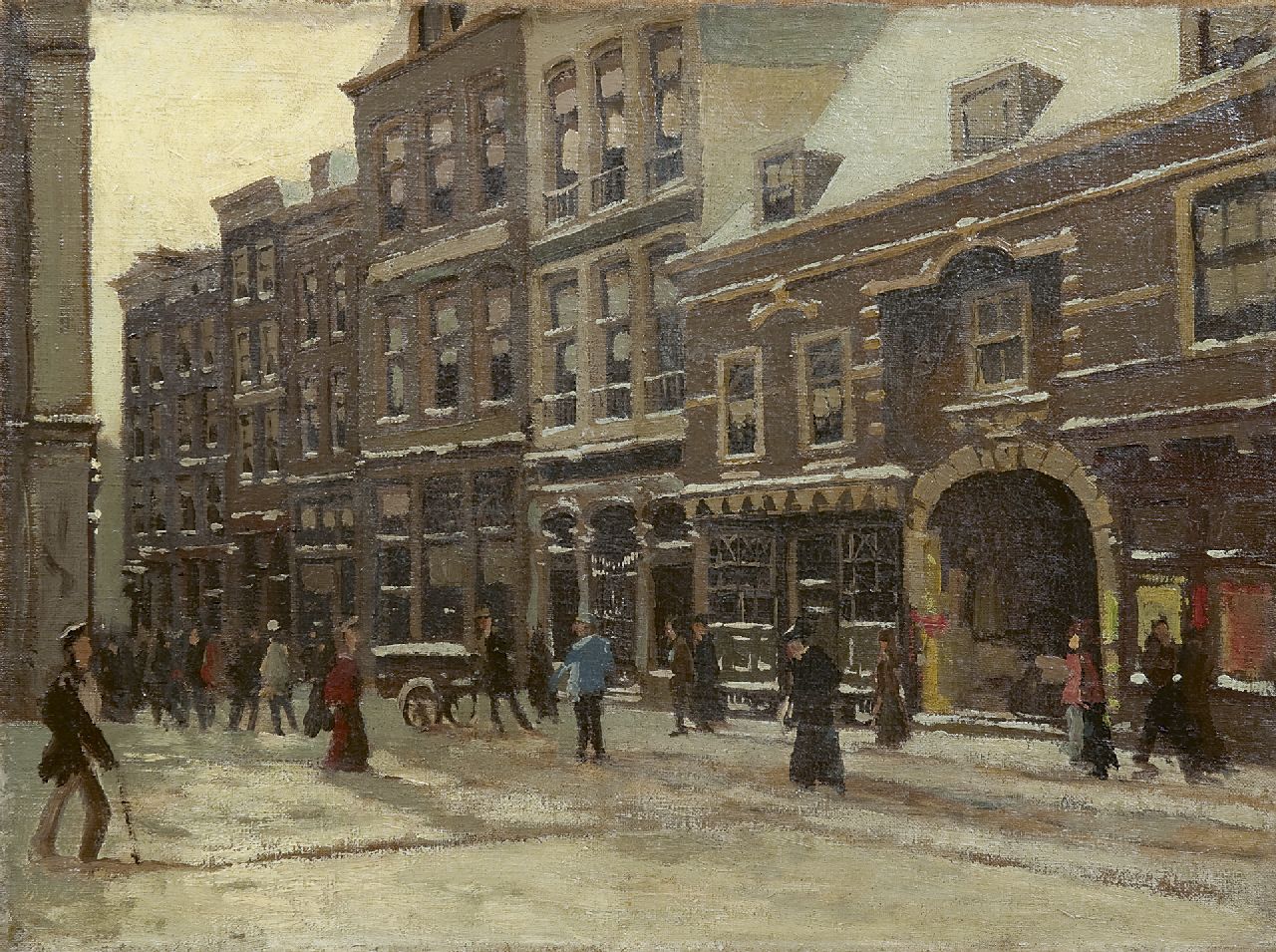 Jongh M.J. de | Martinus Johannes 'Tinus' de Jongh, A view of Amsterdam in winter, oil on canvas 30.4 x 40.3 cm