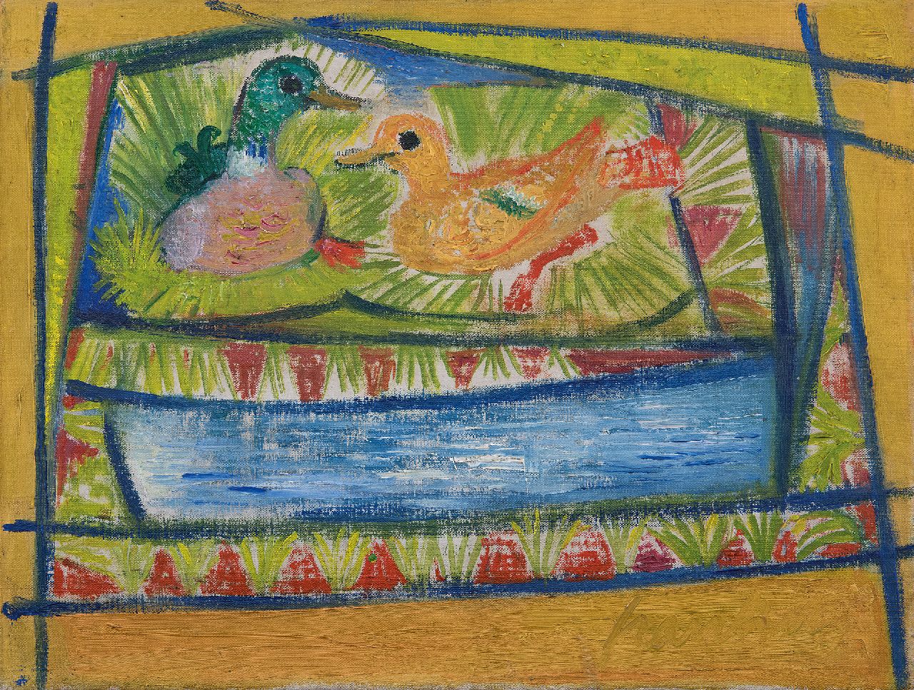 Frankot R.  | Roelof 'Roel' Frankot, Ducklings, oil on canvas 30.2 x 40.2 cm, signed l.r.