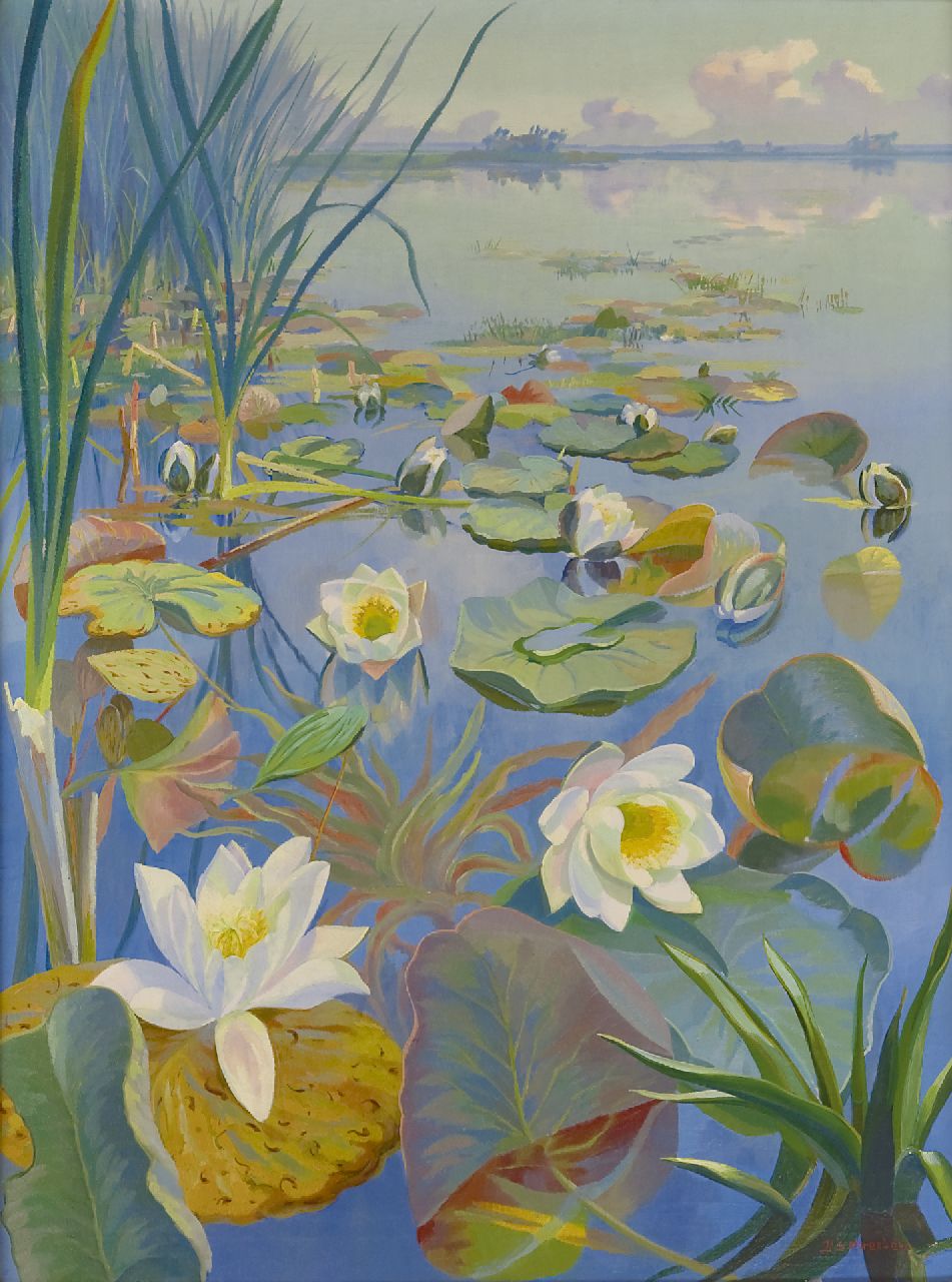 Smorenberg D.  | Dirk Smorenberg, Water lilies, oil on canvas 95.8 x 72.3 cm, signed l.r. and dated '22