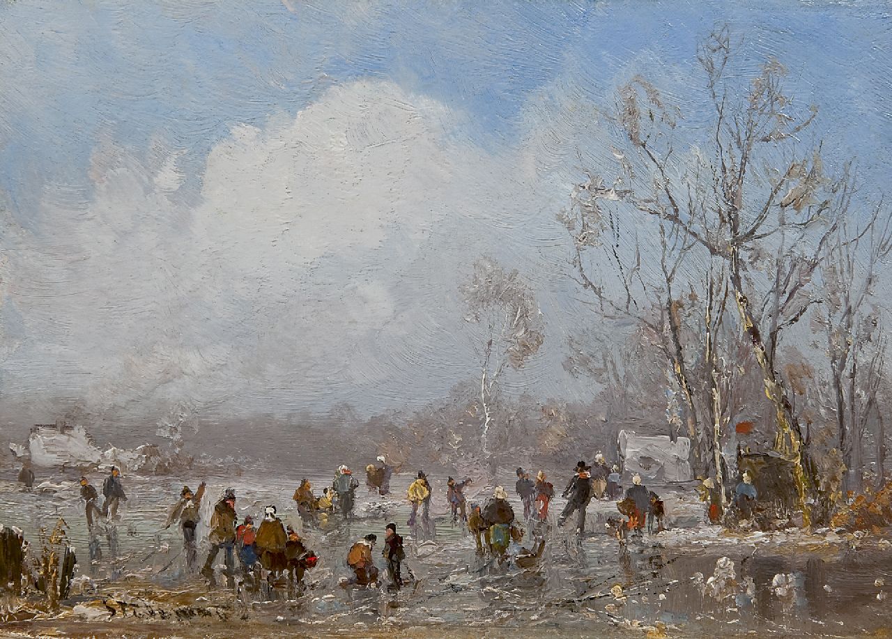 Stademann A.  | Adolf Stademann, On the ice, oil on painter's board 17.0 x 23.3 cm, signed l.l.