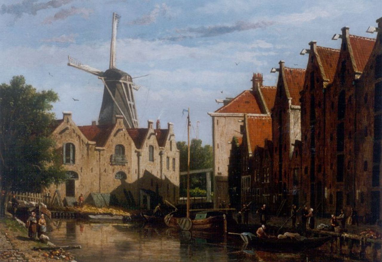 Eversen A.  | Adrianus Eversen, A view of the Brouwersgracht, Amsterdam, oil on canvas 31.6 x 41.6 cm, signed l.r.