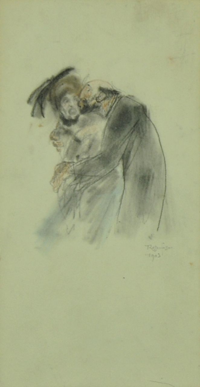 Rassenfosse A.L.  | André Louis 'Armand' Rassenfosse | Watercolours and drawings offered for sale | Effusions tardives, pastel on paper 25.3 x 13.0 cm, signed l.r. and dated 1903