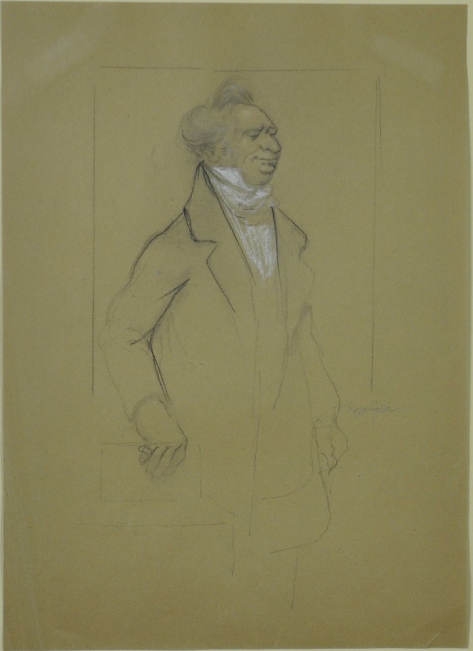 Rassenfosse A.L.  | André Louis 'Armand' Rassenfosse | Watercolours and drawings offered for sale | A gentleman going out, chalk on paper 31.2 x 22.3 cm, signed r.c.