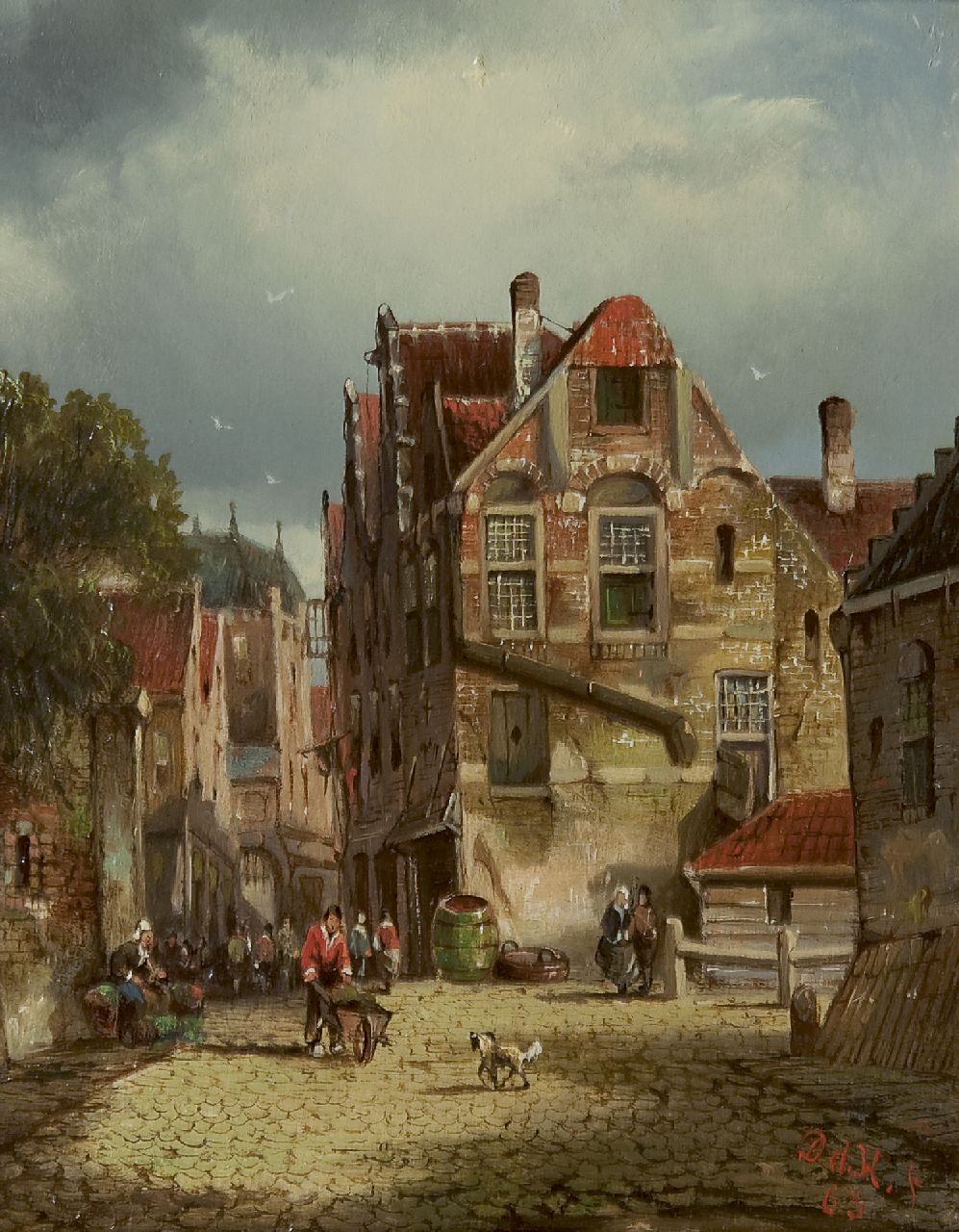 Haan D. de | Dirk de Haan, Summery town view, oil on panel 19.5 x 15.5 cm, signed l.r. with initials and dated '63