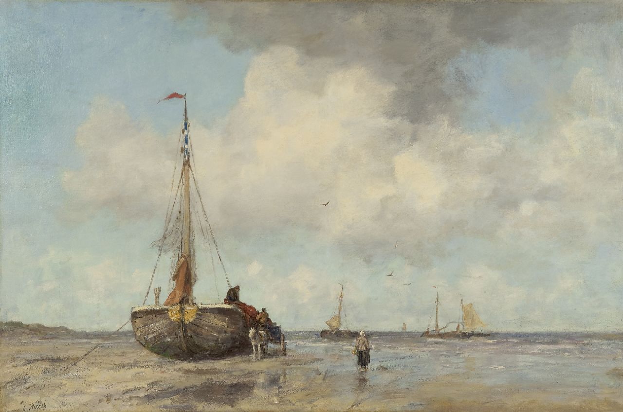 Maris J.H.  | Jacobus Hendricus 'Jacob' Maris, A summer's day at the beach of Scheveningen, oil on canvas 82.5 x 125.0 cm, signed l.l. and painted ca. 1890-1895