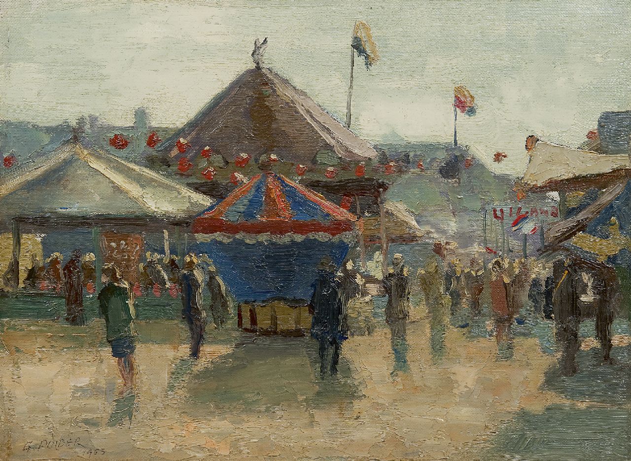 Gerrit de Polder | Fair at the Malieveld, The Hague, oil on canvas, 30.0 x 40.3 cm, signed l.l. and dated 1953