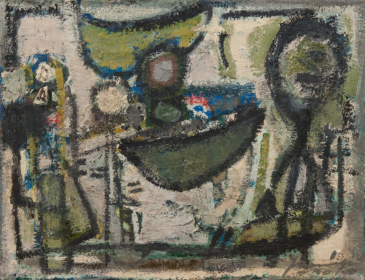 Nanninga J.  | Jacob 'Jaap' Nanninga | Paintings offered for sale | Composition, oil on canvas 35.2 x 45.3 cm, signed l.r. and dated '50