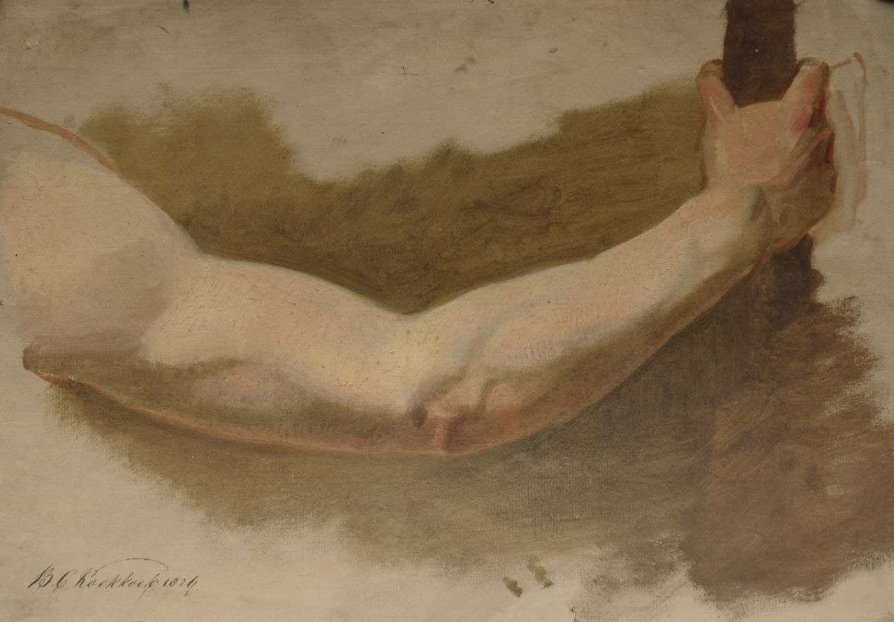 Koekkoek B.C.  | Barend Cornelis Koekkoek, An academy study of a man's arm, oil on paper 30.8 x 43.8 cm, signed l.l. and dated 1824