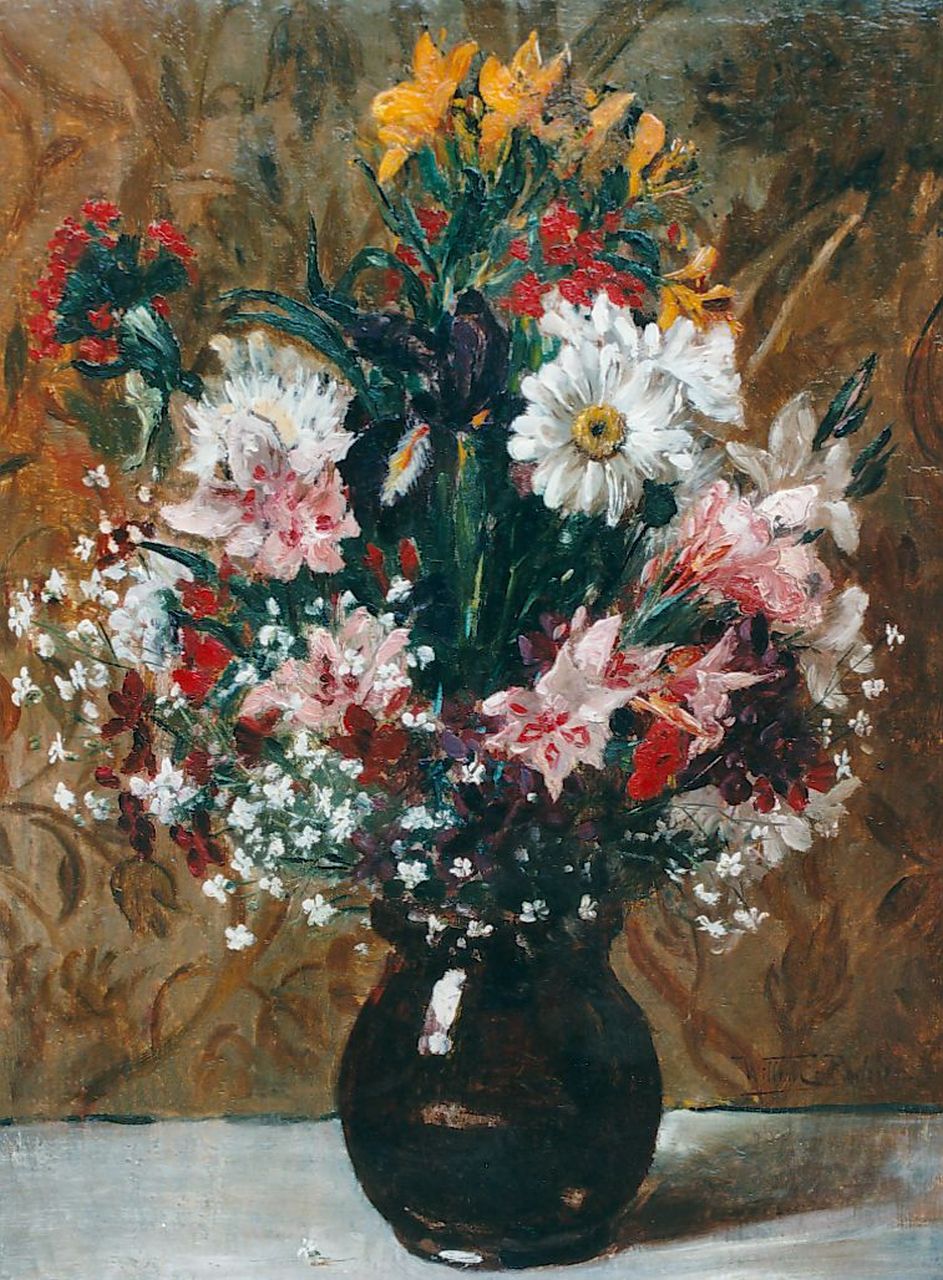 Roelofs jr. W.E.  | Willem Elisa Roelofs jr., Bunch of wildflowers, oil on panel 49.5 x 37.1 cm, signed l.r.