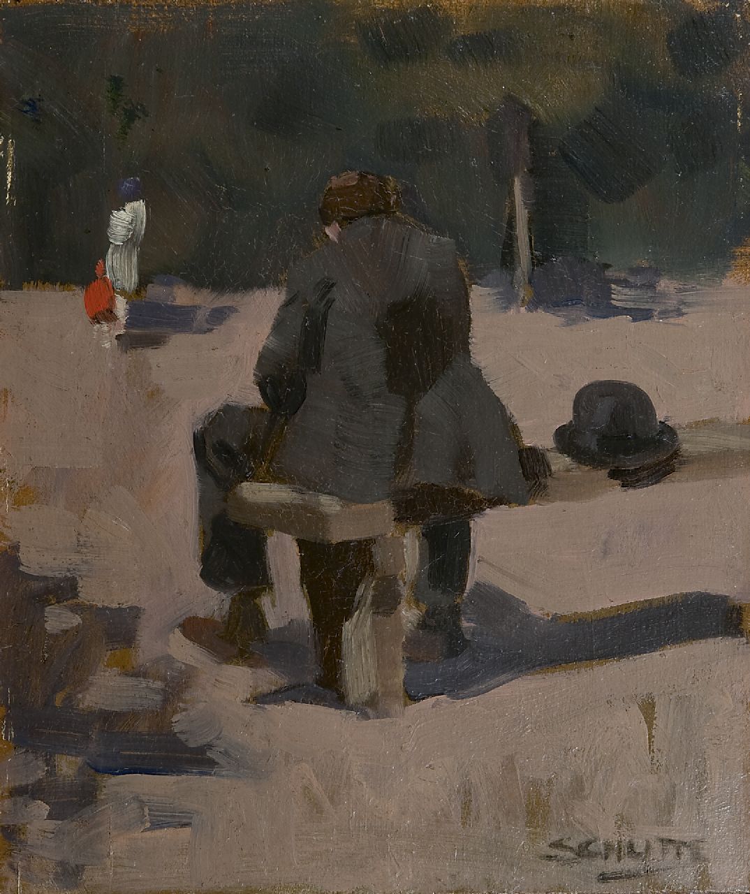 Schutte L.H.H.  | 'Louis' Hermanus Hendrikus Schutte, In the park, oil on painter's board 27.0 x 22.7 cm, signed l.r. and painted ca. 1913