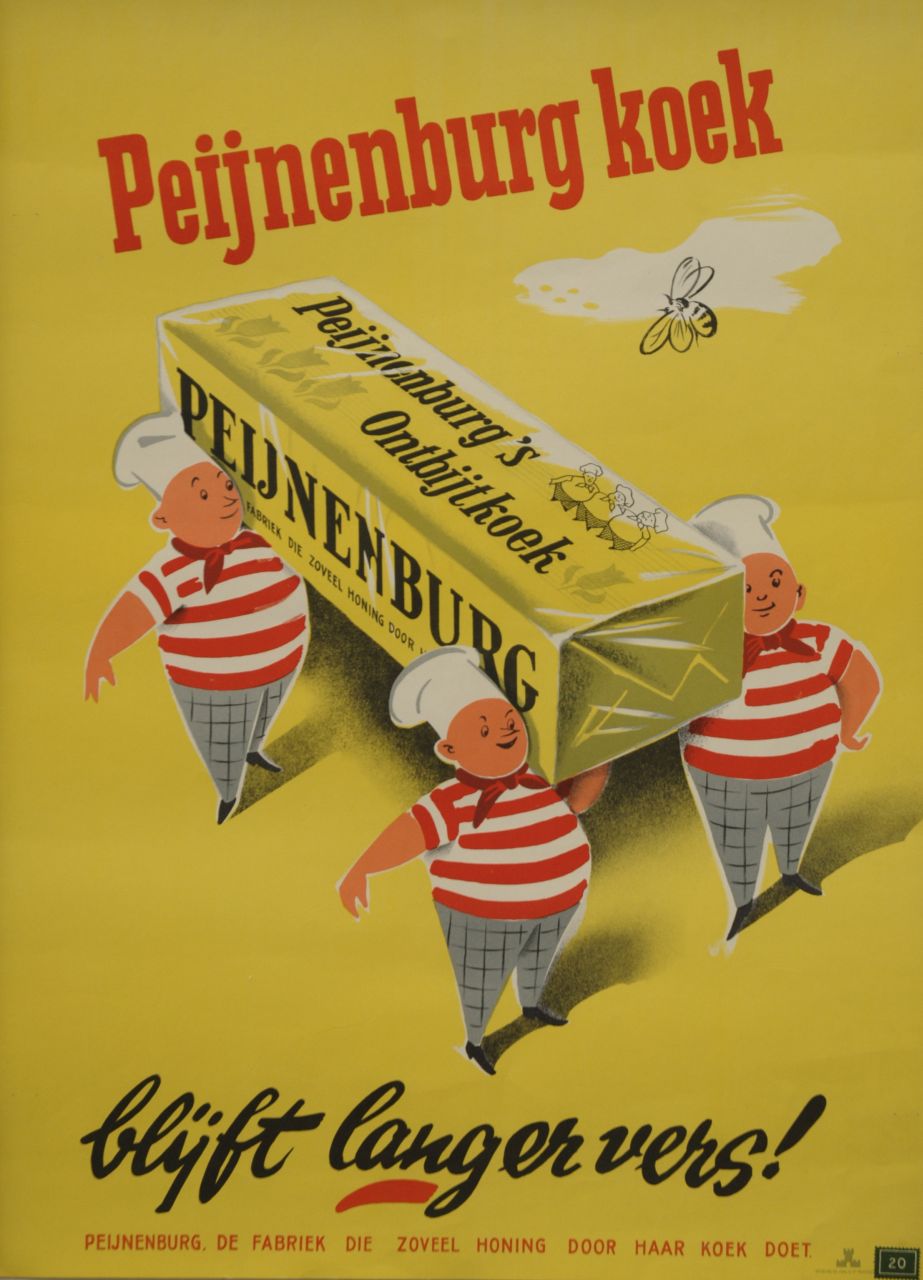 Onbekend   | Onbekend, poster Peijnenburg gingerbread, colour lithograph poster 61.1 x 43.6 cm, to be dated ca. 1950