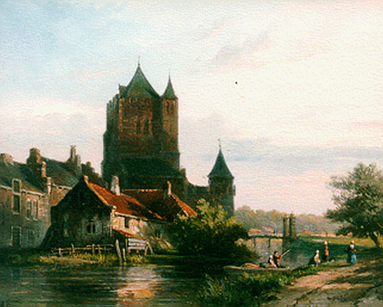 Eversen A.  | Adrianus Eversen, The 'Amsterdamse Poort', Haarlem, oil on panel 23.2 x 28.6 cm, signed l.l. with monogram