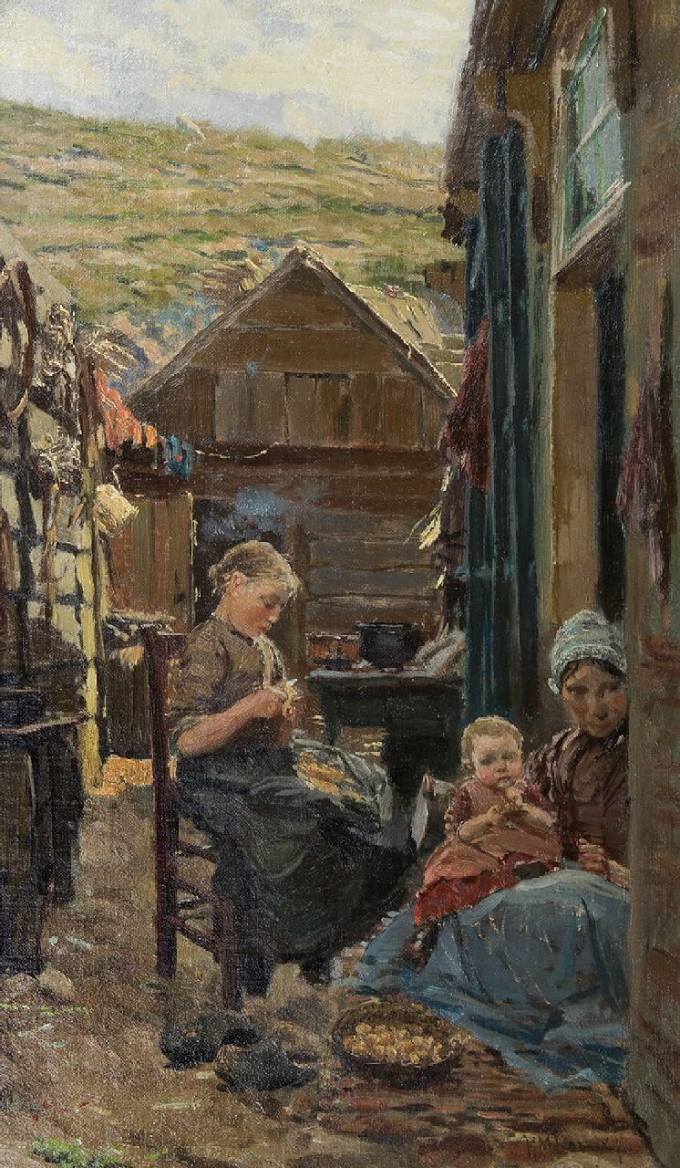 Hendrikus Matheus Horrix | Preparing supper, oil on canvas laid down on panel, 51.5 x 31.5 cm, signed l.r.