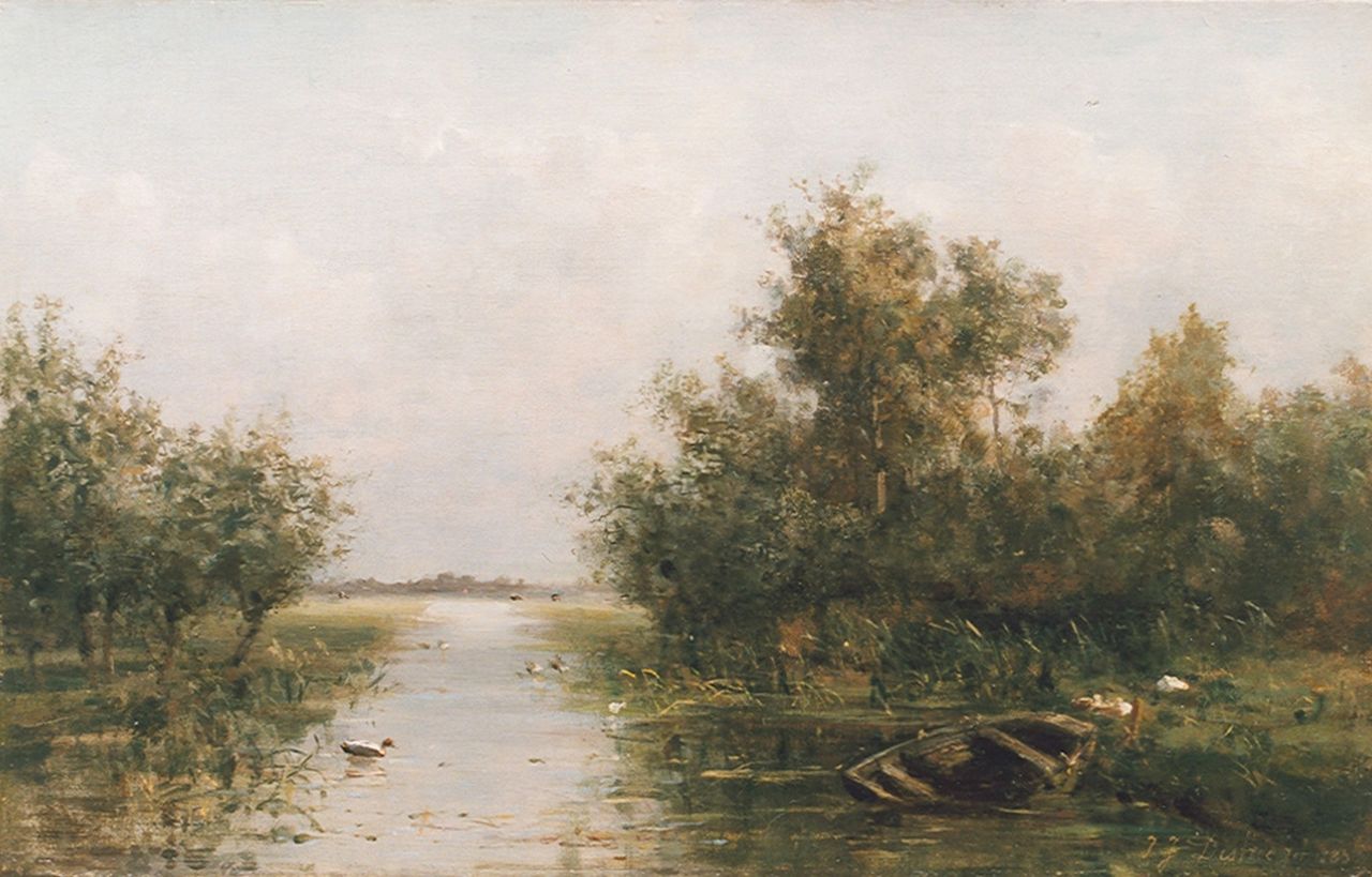 Destrée J.J.  | Johannes Josephus Destrée, A polder canal, oil on canvas 33.2 x 52.5 cm, signed l.r. and dated 1883