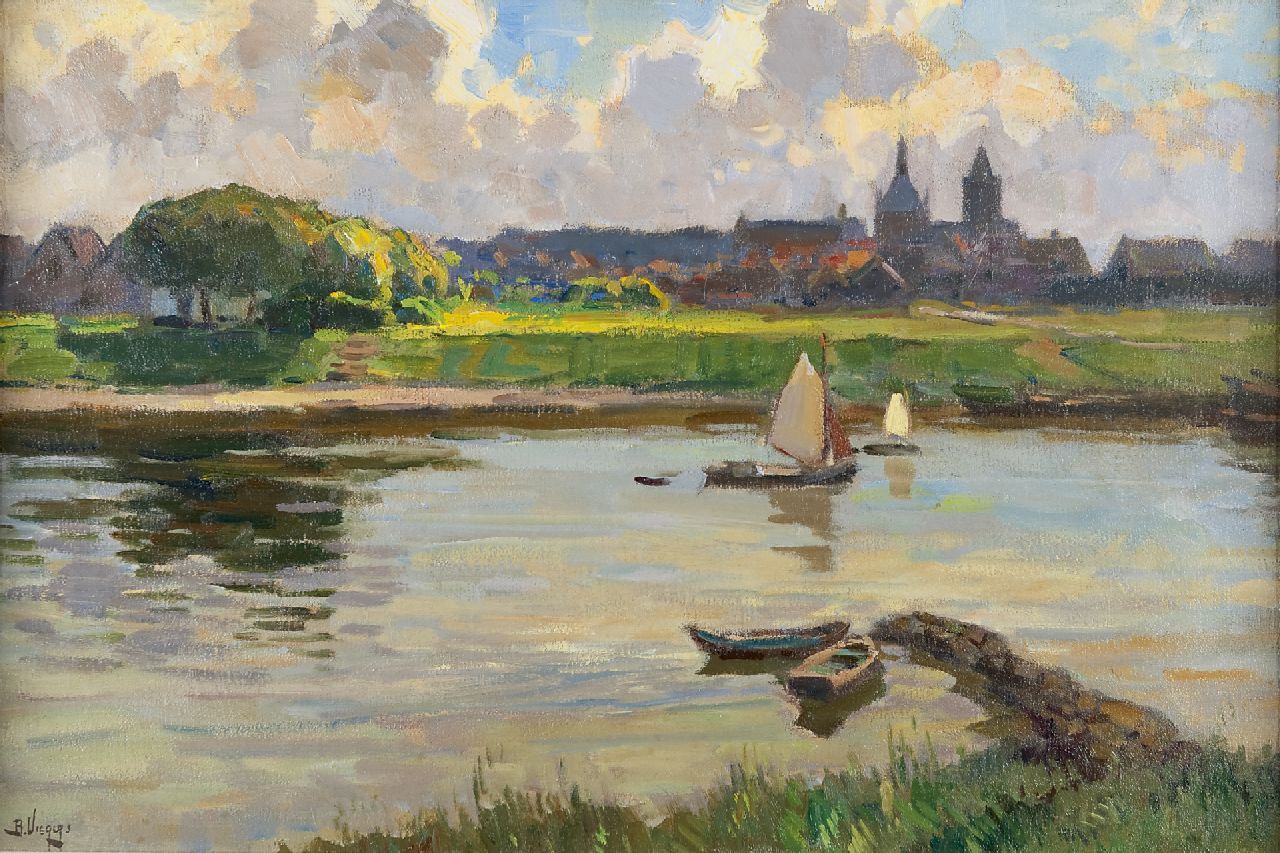 Viegers B.P.  | Bernardus Petrus 'Ben' Viegers, A view of Vianen, oil on canvas 40.3 x 60.2 cm, signed l.l. and on the reverse and painted 1929 on the reverse
