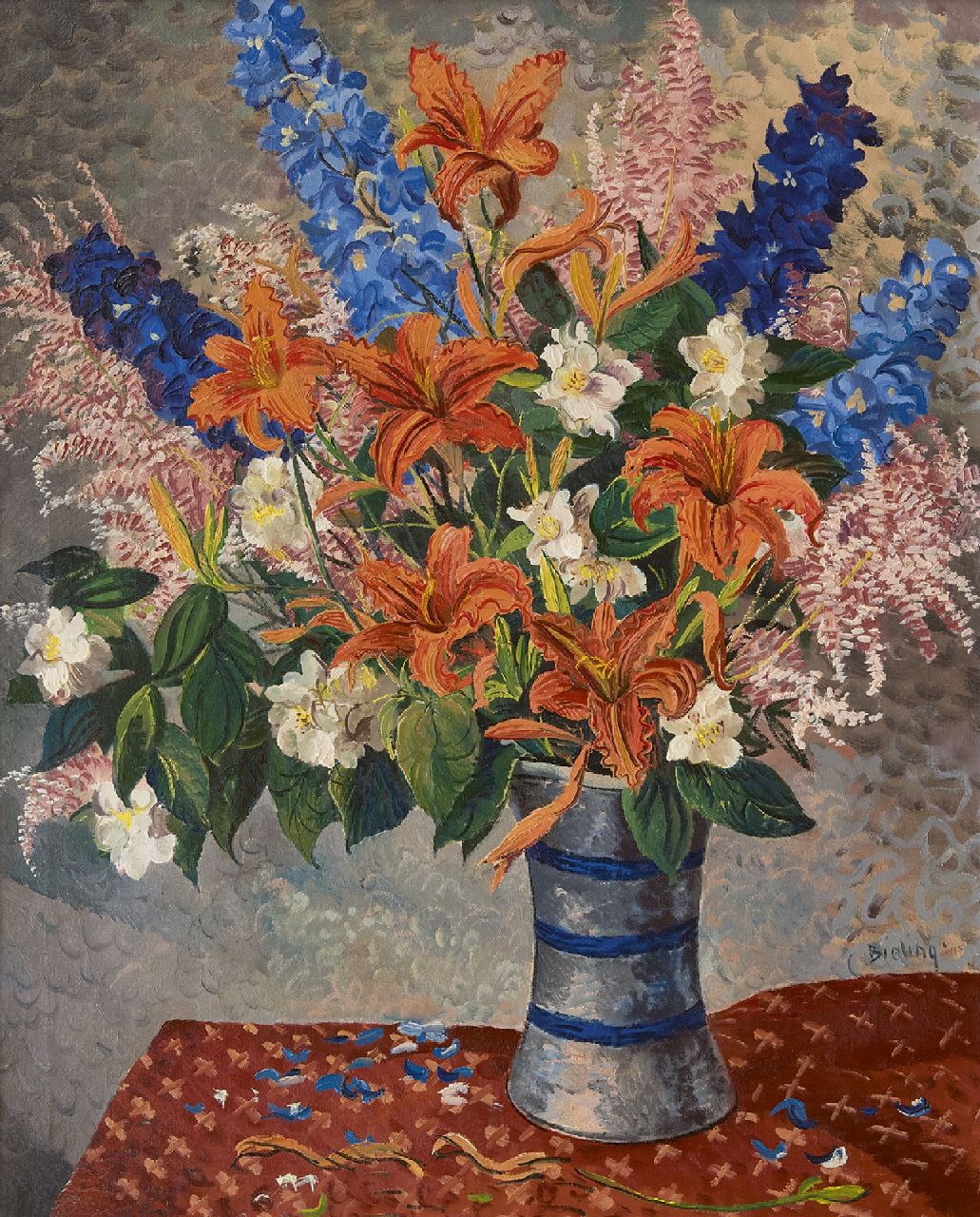 Bieling H.F.  | Hermann Friederich 'Herman' Bieling | Paintings offered for sale | Flower still life, oil on canvas 69.2 x 57.4 cm, signed c.r.