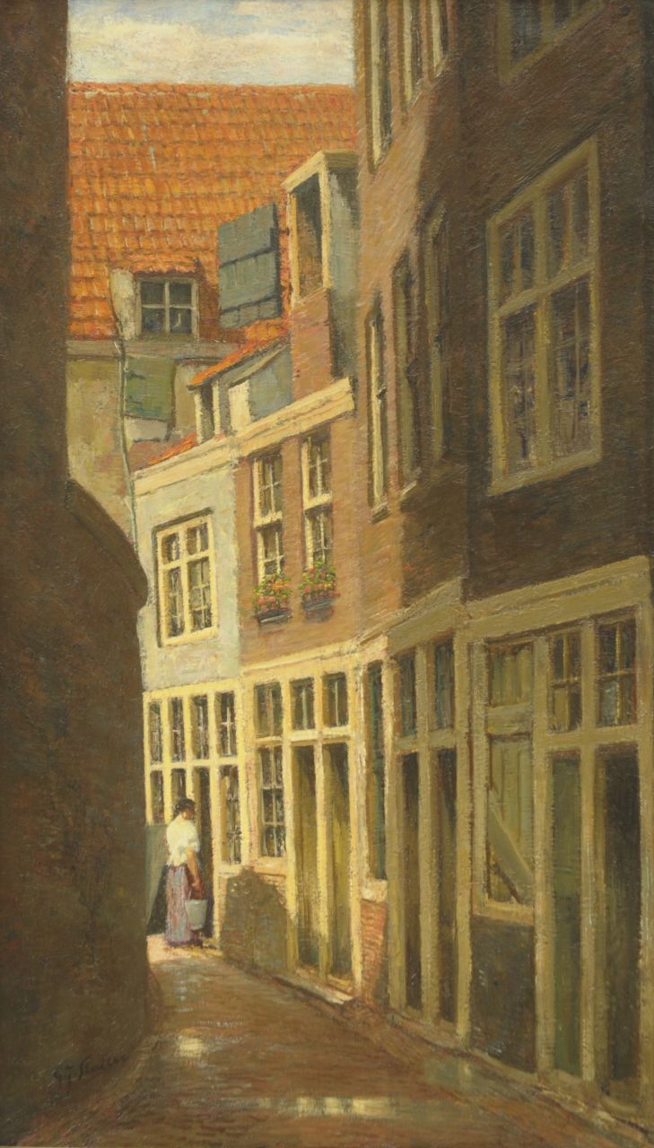 Staller G.J.  | Gerard Johan Staller, Old Amsterdam, oil on canvas 50.3 x 30.5 cm, signed l.l.