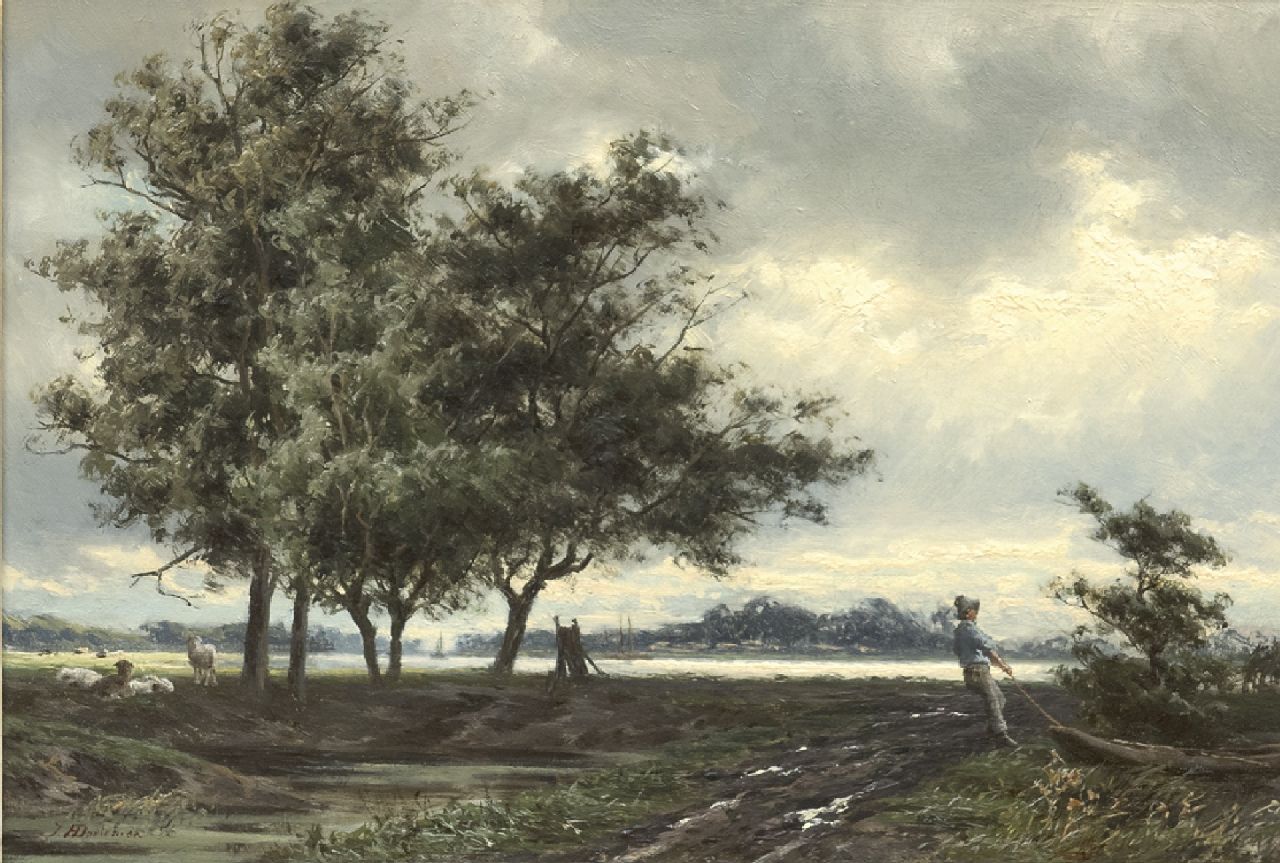 Doeleman J.H.  | Johan Hendrik Doeleman | Paintings offered for sale | Landscape near Utrecht, oil on panel 21.0 x 30.0 cm, signed l.l.