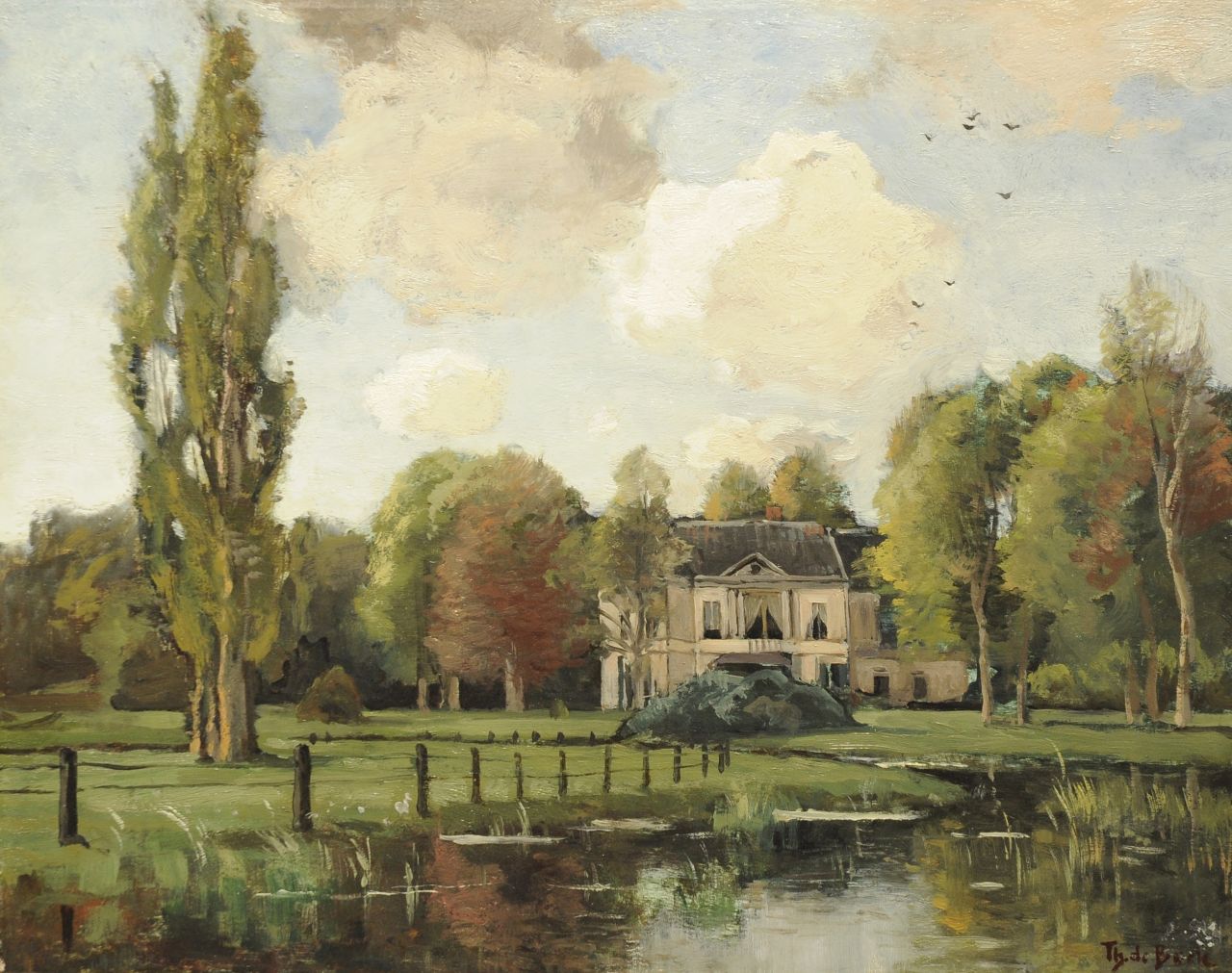 Bock T.E.A. de | Théophile Emile Achille de Bock, Manor Avegoor in Ellecom, oil on panel 39.5 x 50.1 cm, signed l.r.