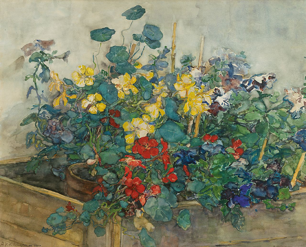 Akkeringa J.E.H.  | 'Johannes Evert' Hendrik Akkeringa, Summer flowers, watercolour and gouache on paper 54.1 x 67.0 cm, signed l.l.