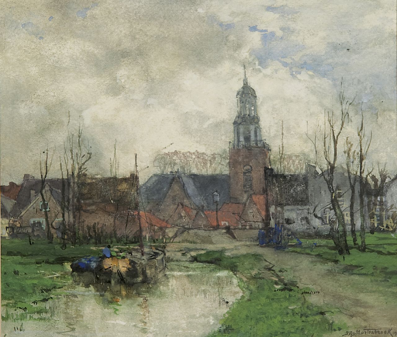 Mastenbroek J.H. van | Johan Hendrik van Mastenbroek, A view of Streefkerk, watercolour on paper 21.2 x 24.4 cm, signed l.r. and dated 1904