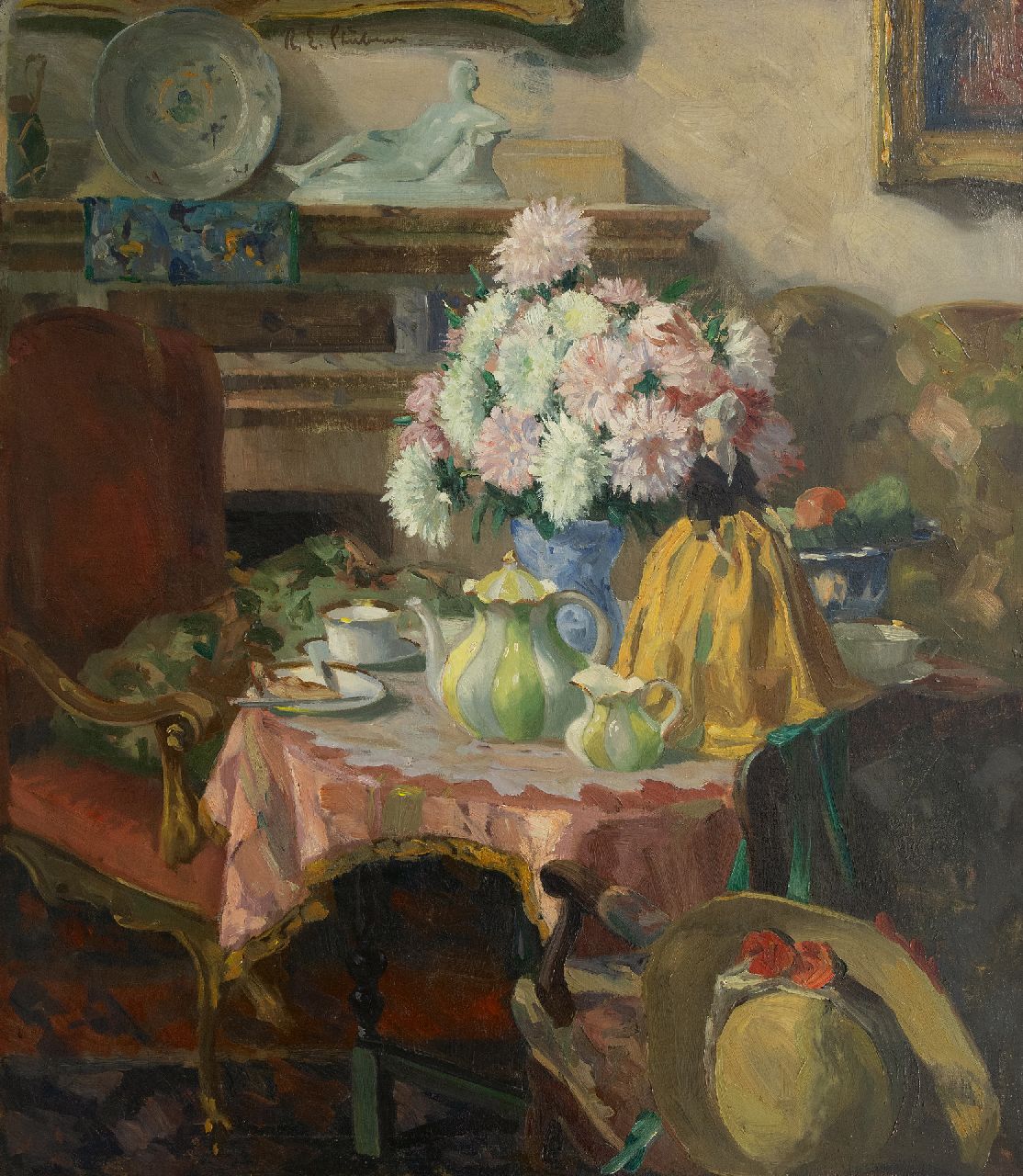 Stübner R.E.  | Robert Emil Stübner | Paintings offered for sale | Afternoon tea, oil on canvas 95.0 x 85.0 cm, signed u.c.l.
