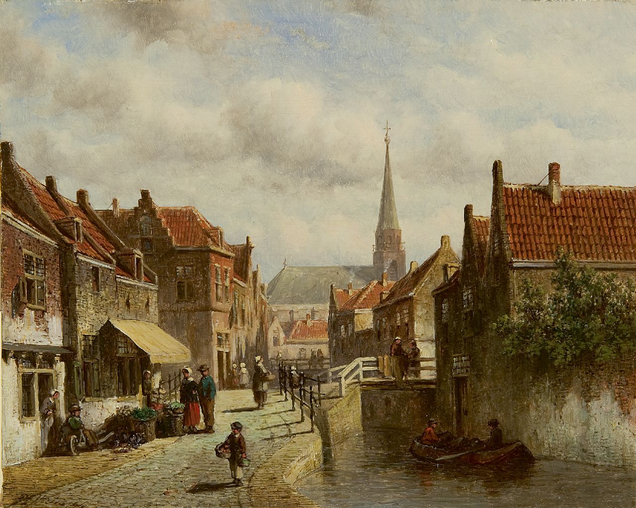 Vertin P.G.  | Petrus Gerardus Vertin, A Dutch village with the tower of the Scheveningen church, oil on panel 23.4 x 29.2 cm, signed l.l. and dated '66