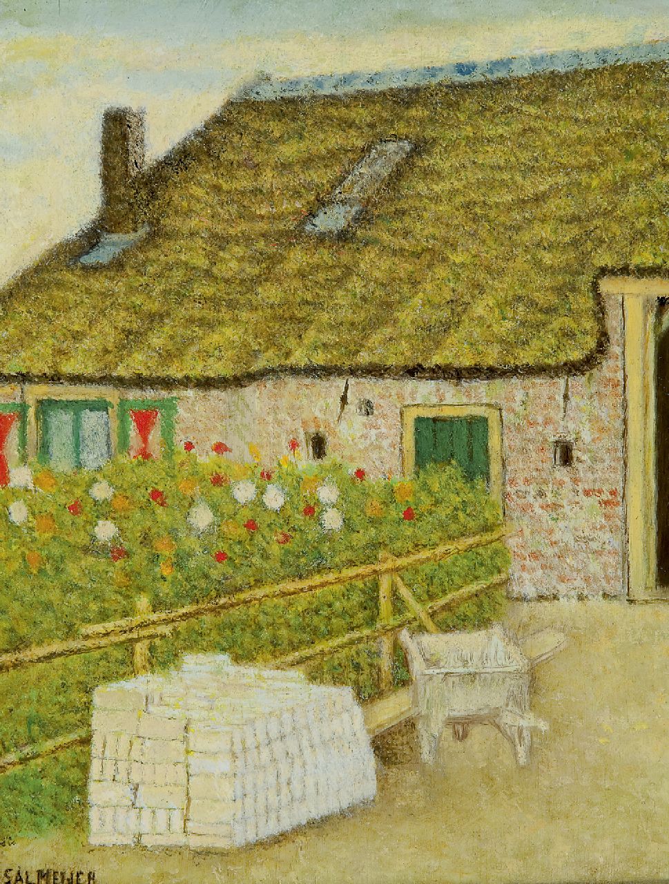 Meijer S.  | Salomon 'Sal' Meijer, A farmhouse, Blaricum, oil on panel 20.5 x 15.7 cm, signed l.l.