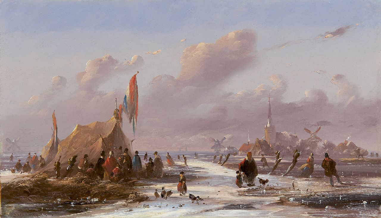 Tavenraat J.  | Johannes Tavenraat, Winter landscape, oil on panel 20.2 x 34.8 cm, signed l.l.