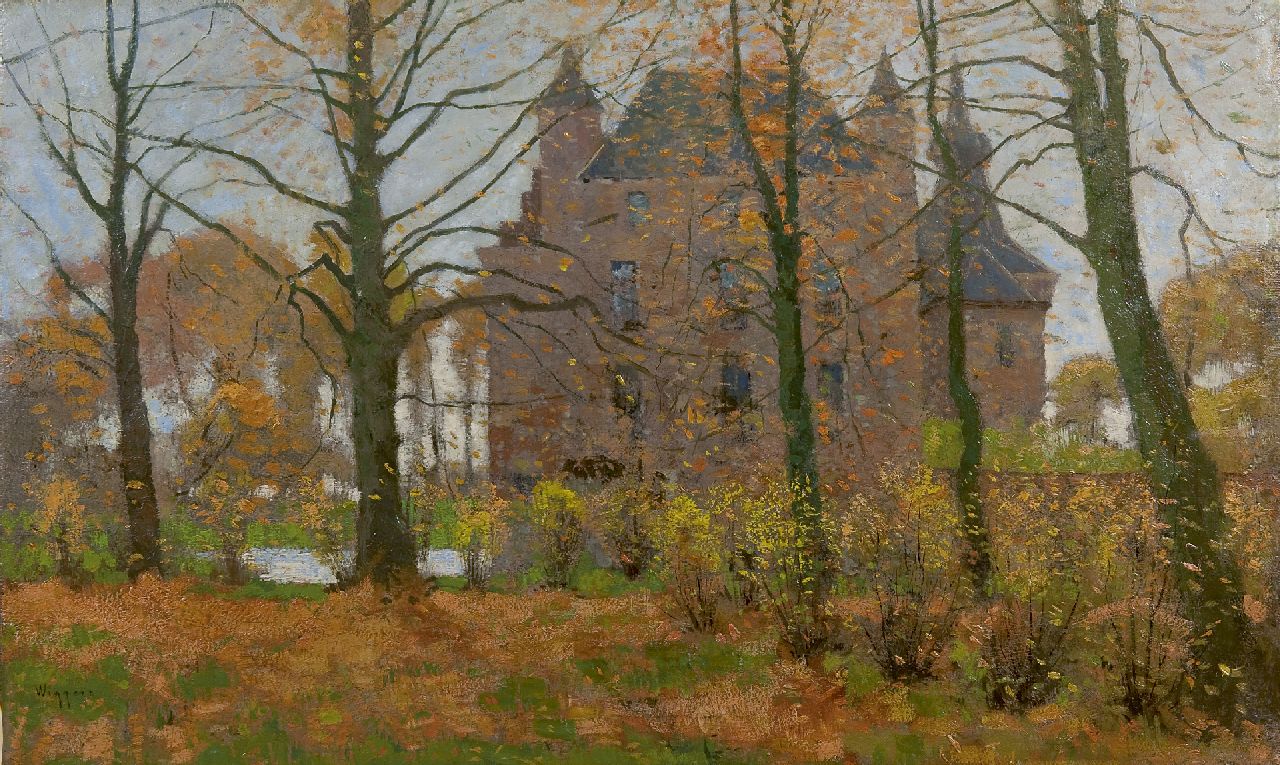 Wiggers D.  | Dirk 'Derk' Wiggers, Castle Doorwerth in autumn, oil on canvas 40.5 x 65.6 cm, signed l.l.