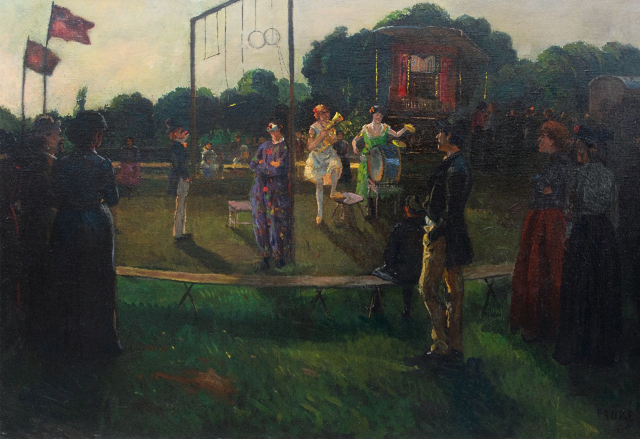 Amandus Faure | Traveling circus, oil on canvas, 90.5 x 130.0 cm, signed l.r. and dated '05