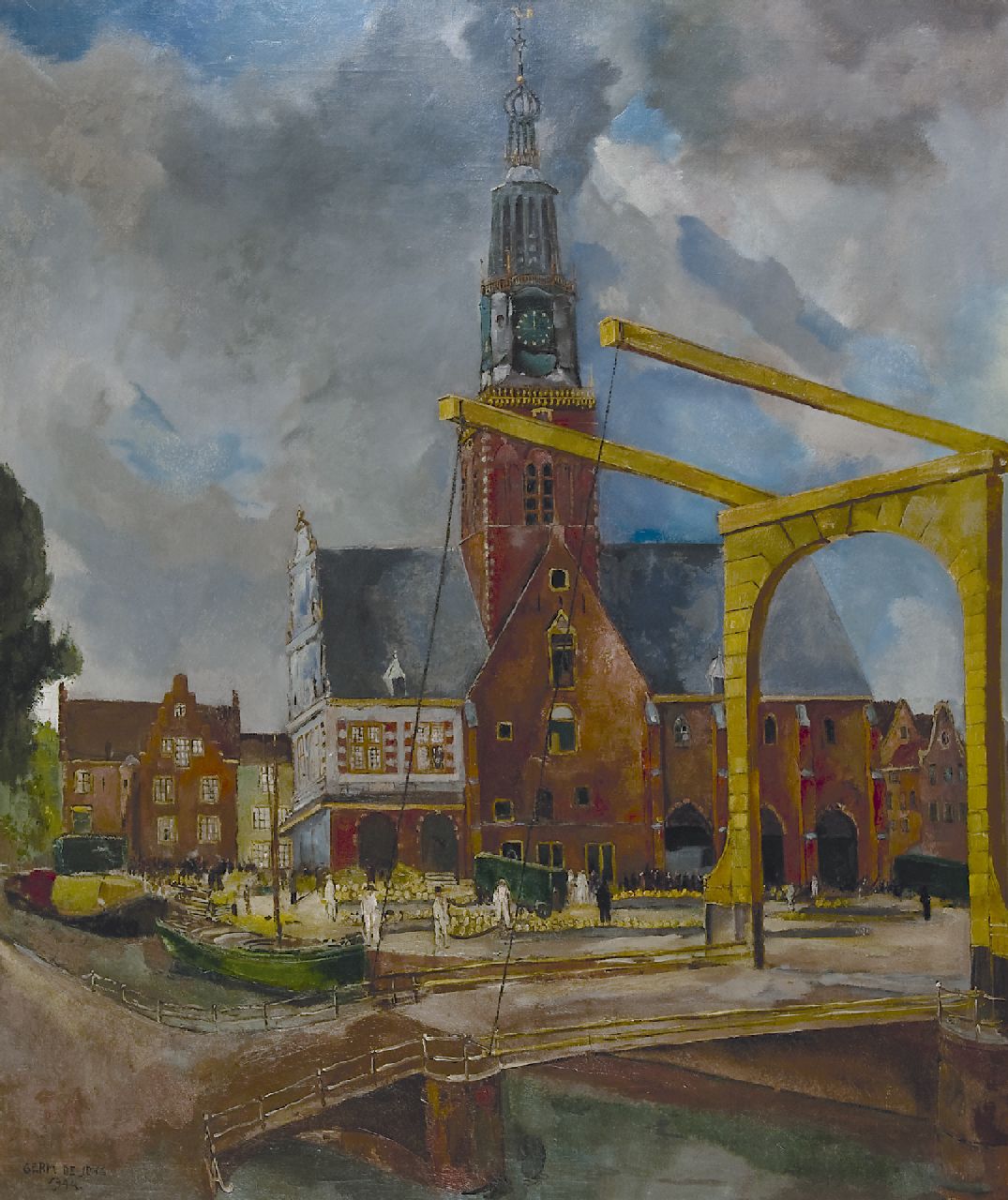 Jong G. de | Gerben 'Germ' de Jong, The Cheese market, Alkmaar, oil on canvas 117.0 x 99.3 cm, signed l.l. and dated 1944