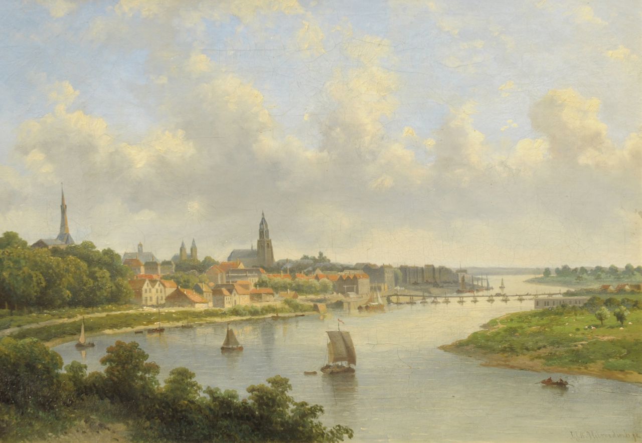 Hilverdink J.J.A.  | Johannes Jacobus Antonius Hilverdink, View of Arnhem, oil on canvas 36.0 x 50.5 cm, signed l.r.