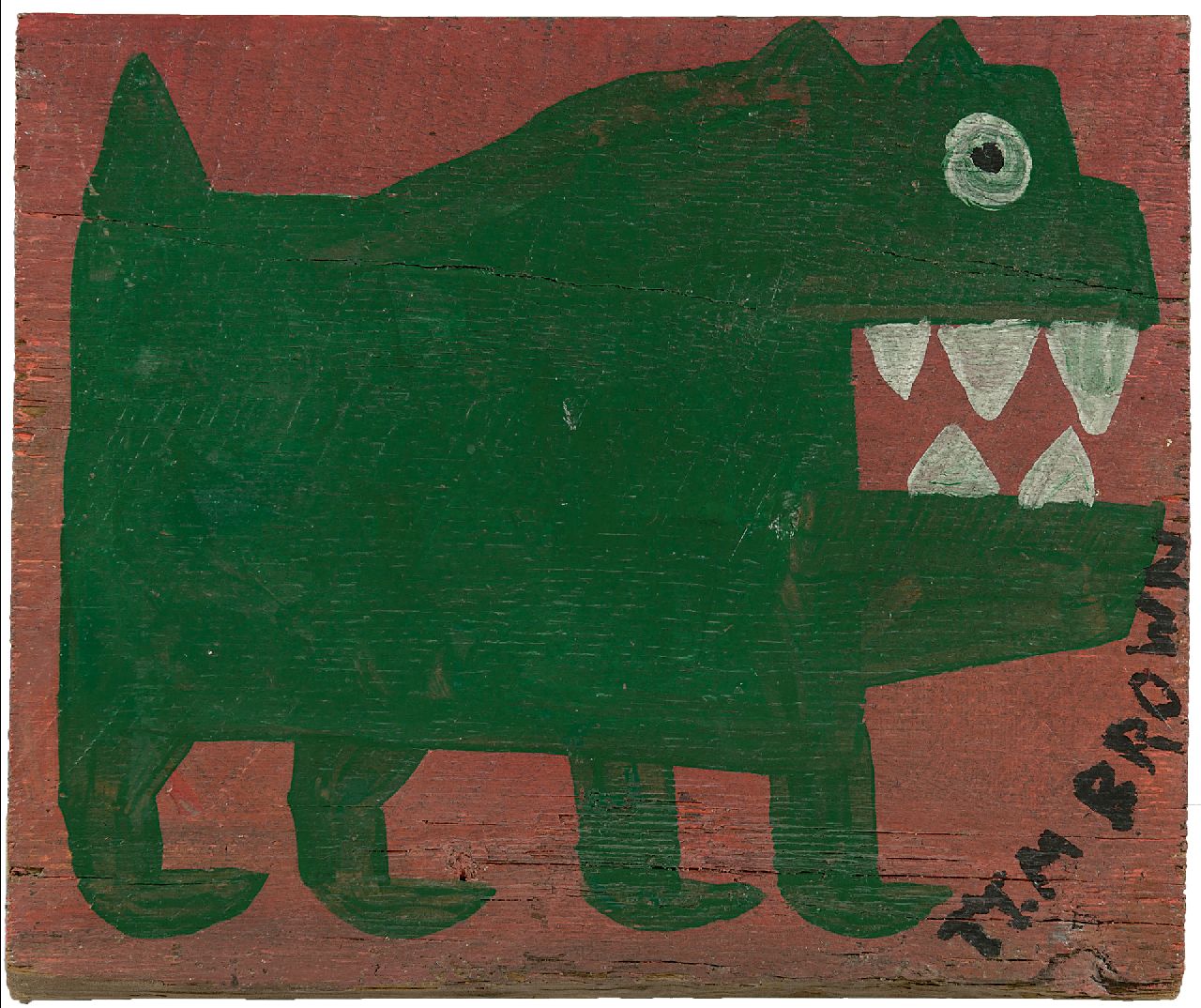 Tim Brown | Green dog, oil on panel, 34.0 x 39.2 cm, signed l.r. and painted ca. 1960-1970