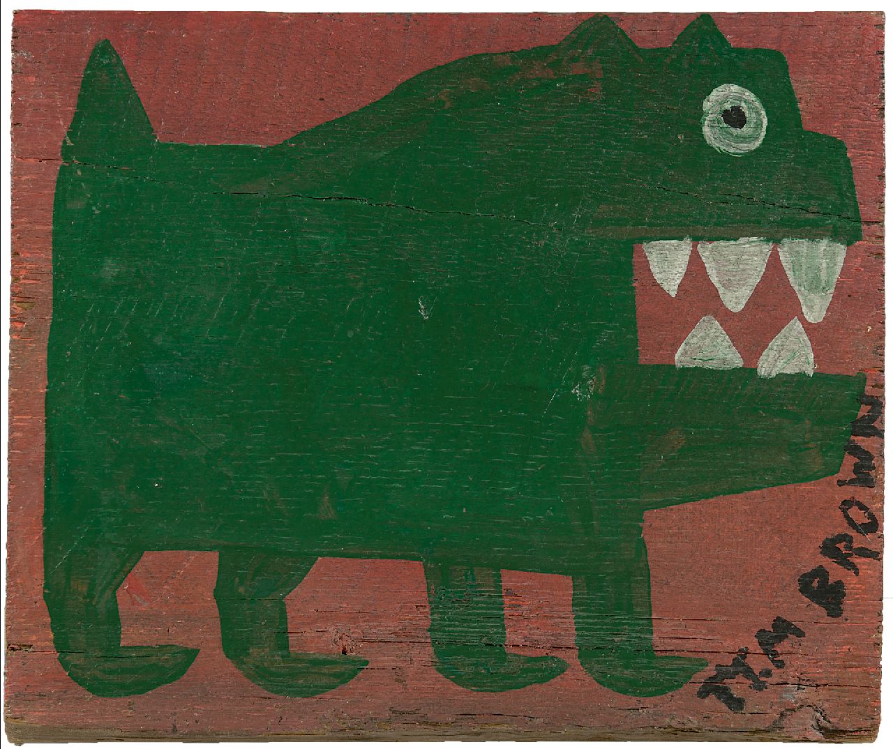 Brown T.  | Timothy 'Tim' Brown, Green dog, acrylic on panel 34.0 x 39.2 cm, signed l.r. and painted ca. 1960-1970