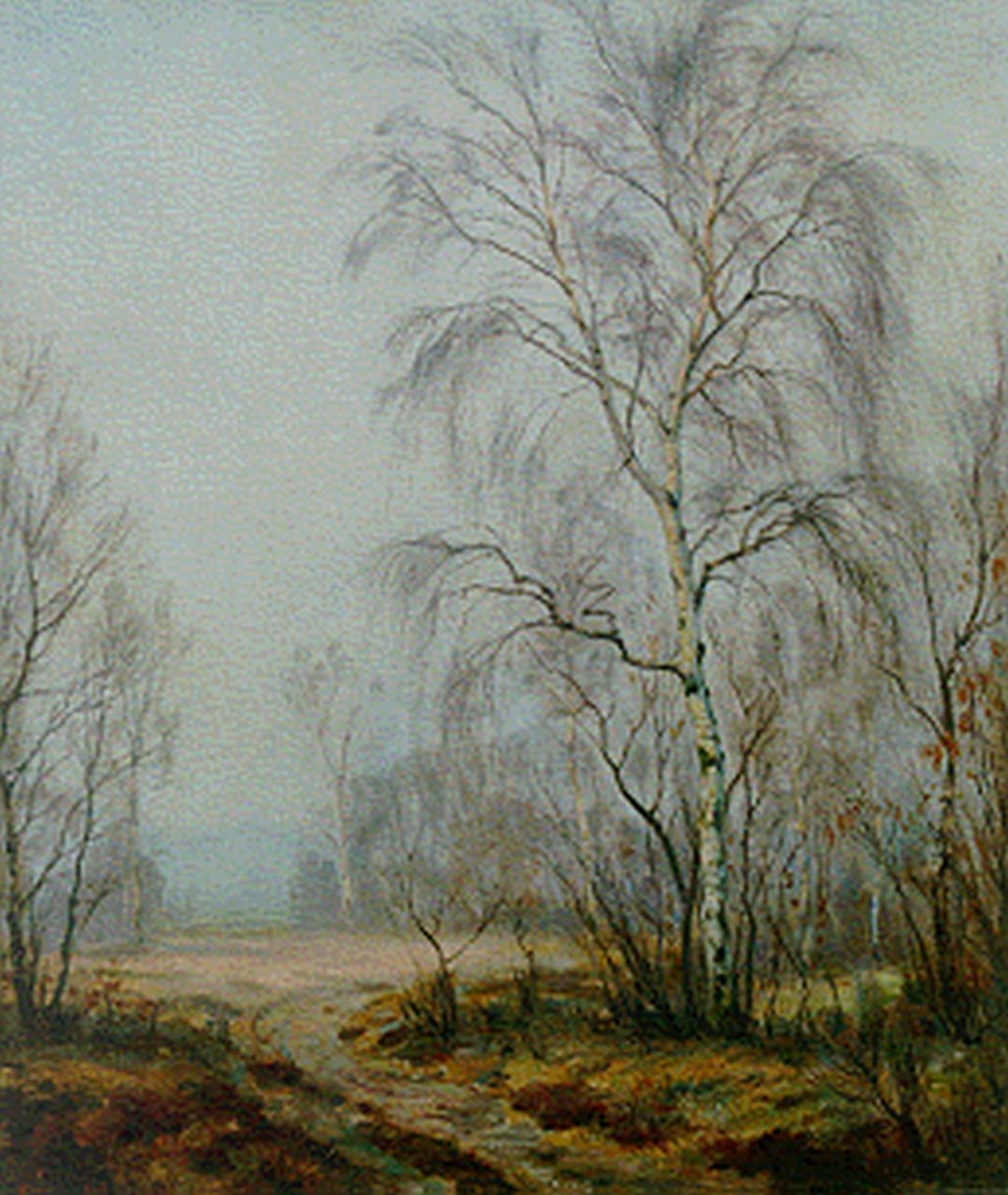 Meijer J.  | Johannes 'Johan' Meijer, A misty morning, oil on canvas 60.2 x 50.5 cm, signed l.l.