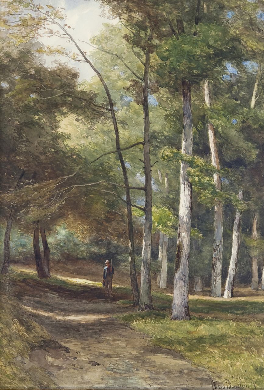 Borselen J.W. van | Jan Willem van Borselen, In the Bloemendaal forest, watercolour on paper 51.5 x 35.4 cm, signed l.r.