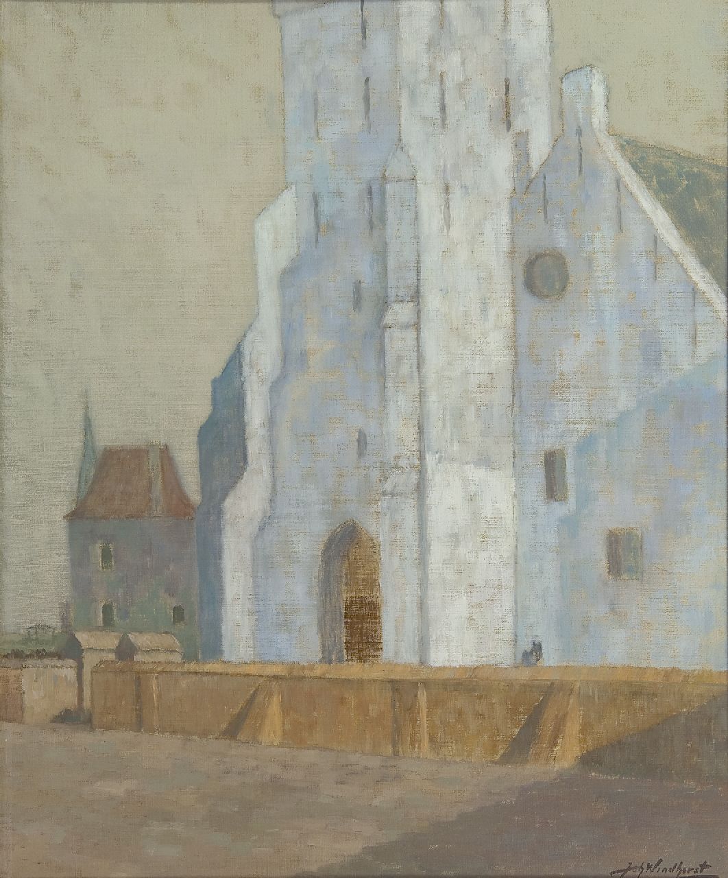 Johan Windhorst | The Andreaskerk, Katwijk aan Zee, oil on canvas, 50.6 x 41.5 cm, signed l.r. and dated September 1928 on the stretcher