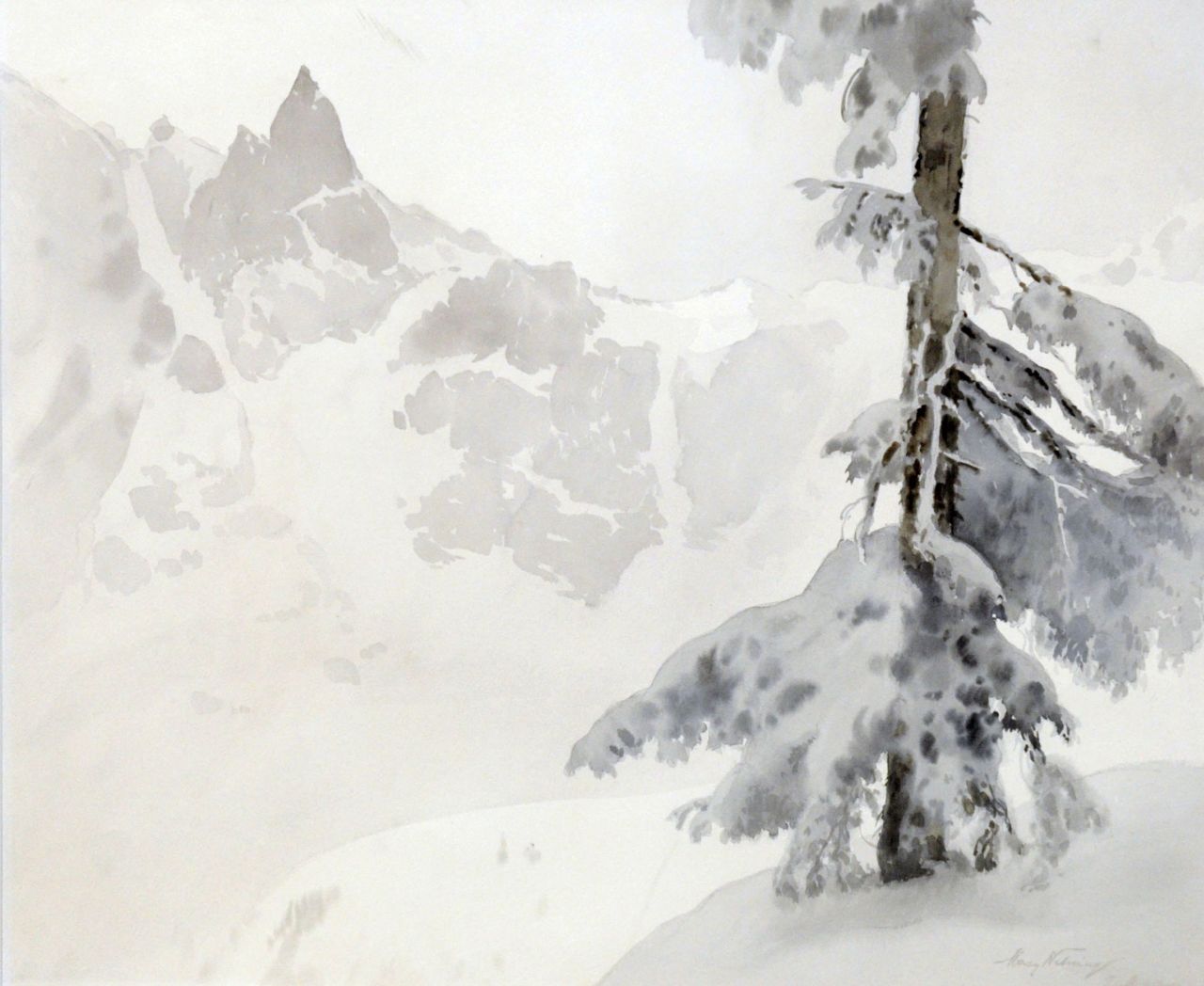 Maciej Nehring | Winter landscape, Poland, watercolour on paper, 60.2 x 72.5 cm, signed l.r. (indistinctly)
