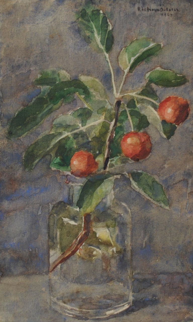 Rudolf de Bruyn Ouboter | A cherry branch, watercolour on paper, 22.8 x 13.8 cm, signed u.r. and dated 1967