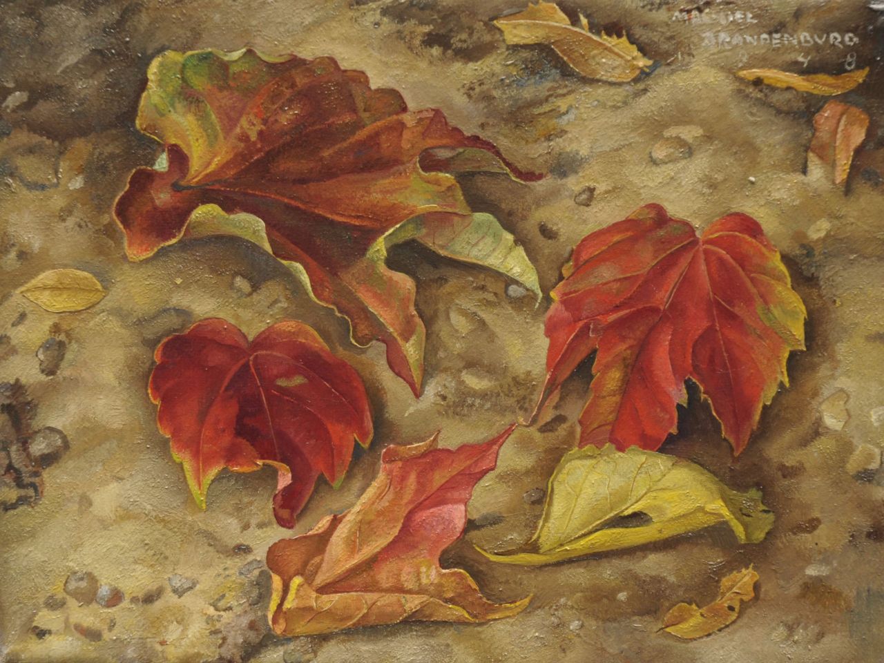 Brandenburg M.  | Machiel Brandenburg, Autumn leaves, oil on canvas 18.6 x 24.3 cm, signed u.r. and dated 1948