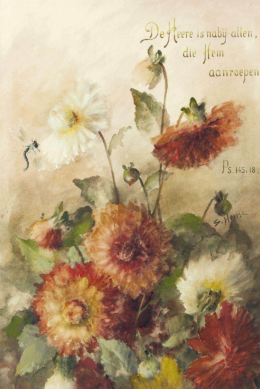 Hense S.  | Sara Hense, Autumn flowers, watercolour on paper 52.6 x 34.9 cm, signed m.r.